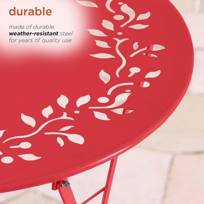 Indoor/Outdoor 3 Piece Bistro Set in Red