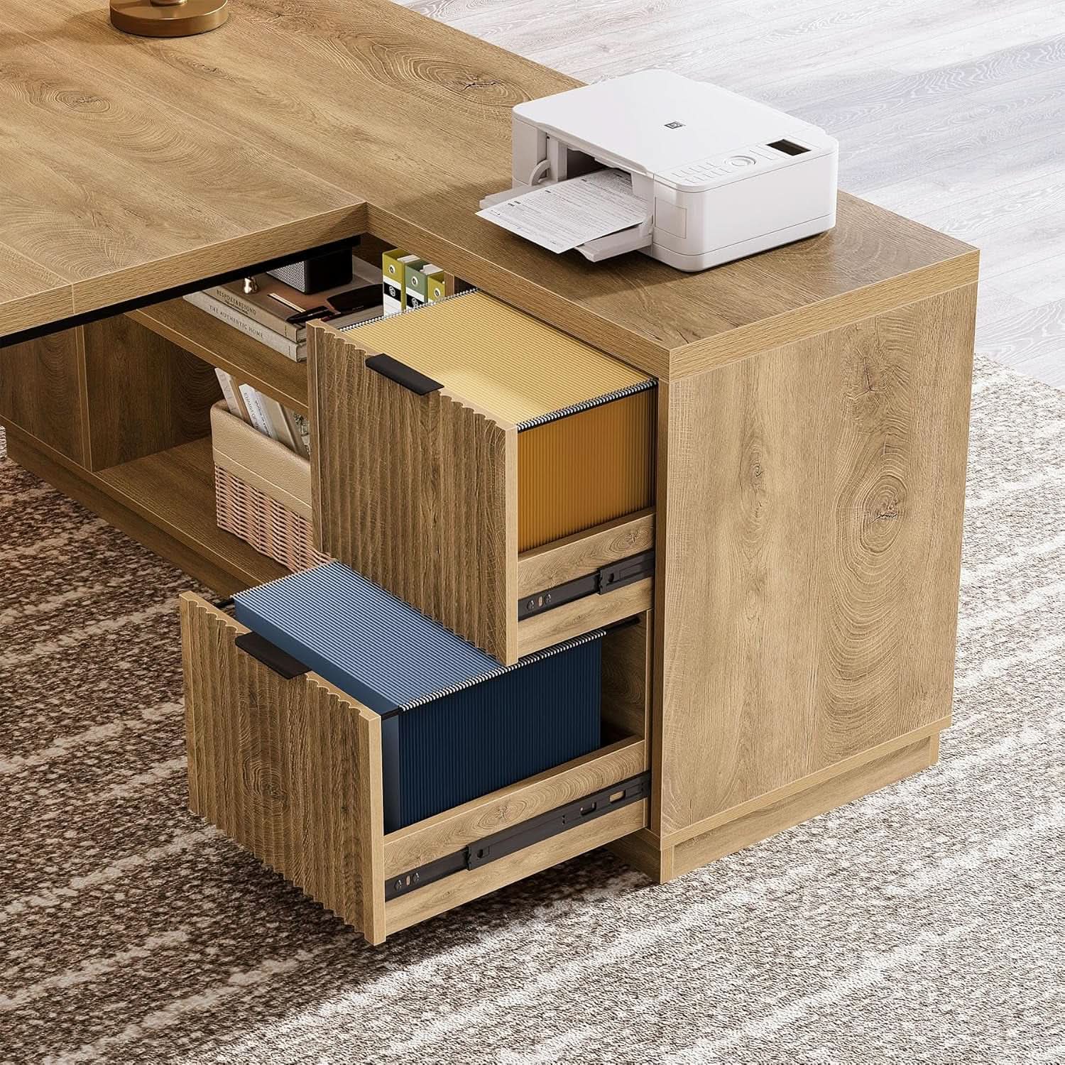 Spacious L-Shape Executive Corner Desk with Storage - 78"