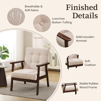 Mid-Century Fabric Upholstered Armchairs - Set Of Two