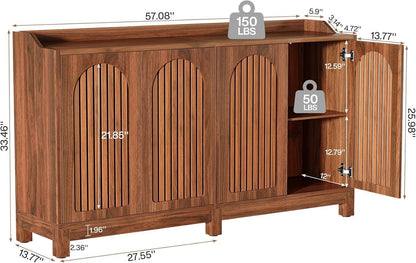 57 InchModern  Farmhouse Sideboard Cabinet With Adjustable Shelves