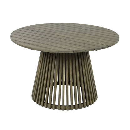Round Outdoor Grey Acacia Wood Patio Dining Table - 47.25 inch