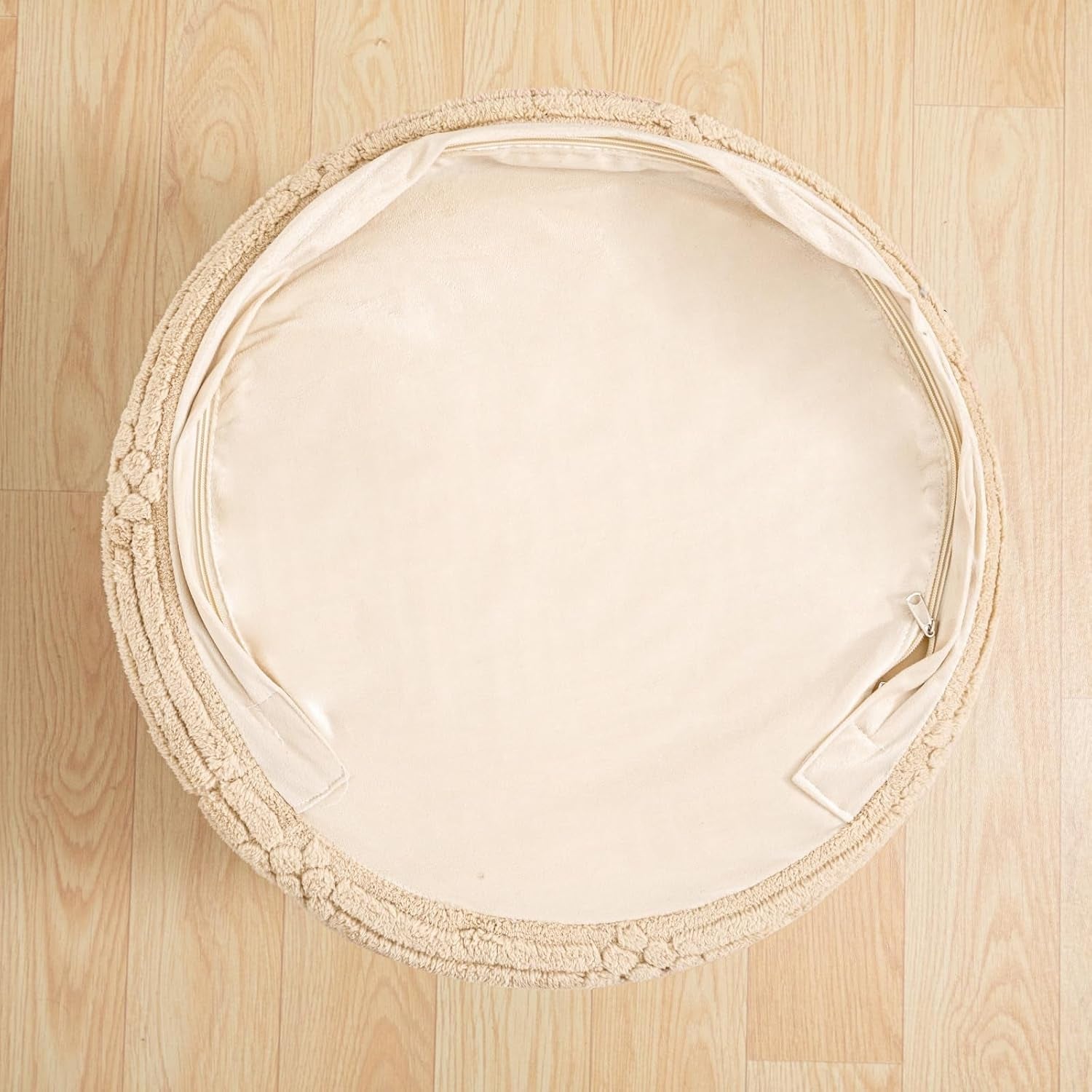 Ultra Plush Patterned Pouf/Ottoman in Tan