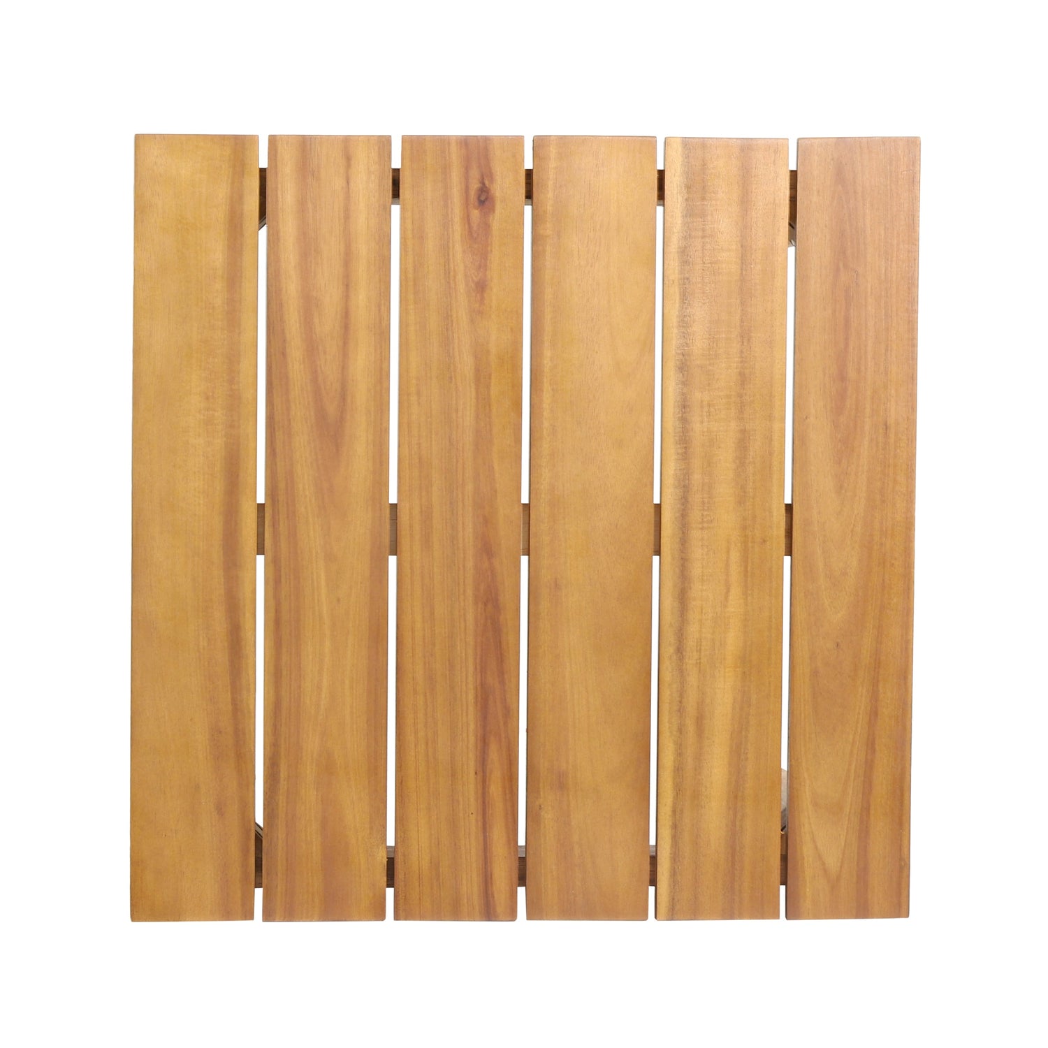 Outdoor Square Side Table with Slatted Top and Wood Frame, Teak