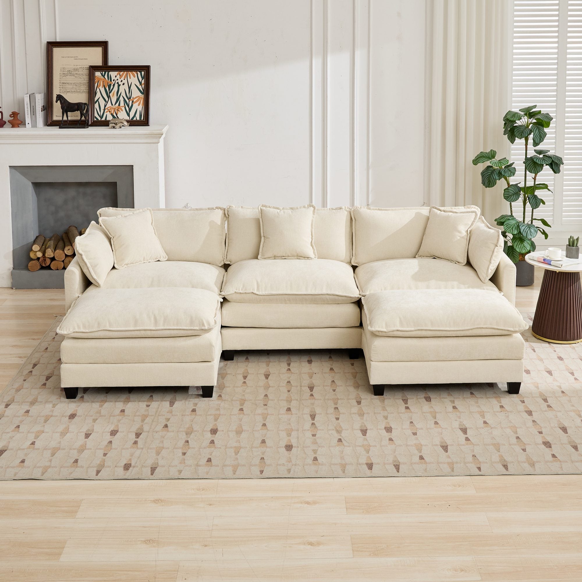 Cloud 3 Seat Sofa in Beige Chenille