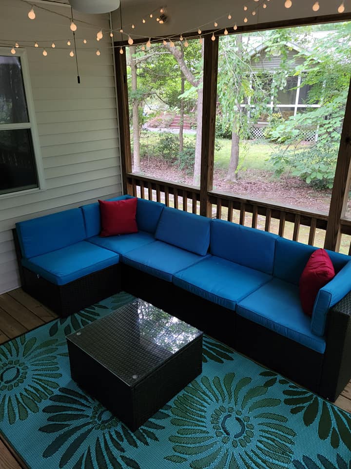 Daisy Aqua &amp; Green Reversible Outdoor Mat