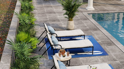 Four Lobster Blue &amp; White Outdoor Mat