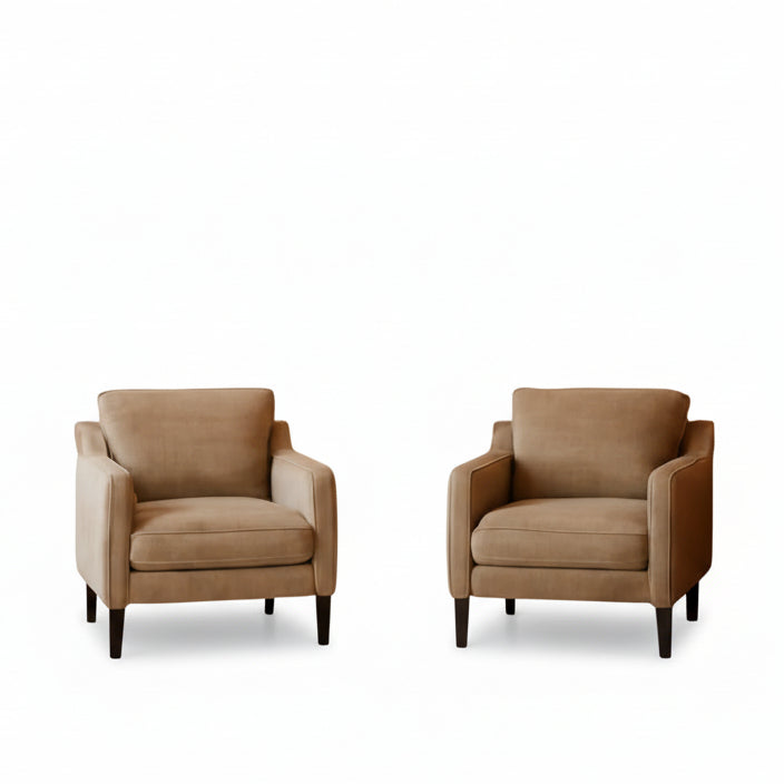 Light Brown Upholstered Accent Chairs - 2 pc Set