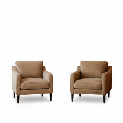 Light Brown Upholstered Accent Chairs - 2 pc Set