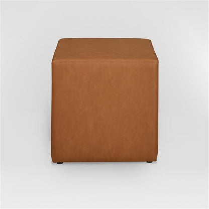 Eighteen Inch Caramel Brown Square Ottoman Footstool