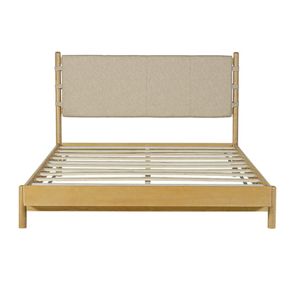 Modern Queen Bed Frame Set with 2 Nightstands - Beige Wood