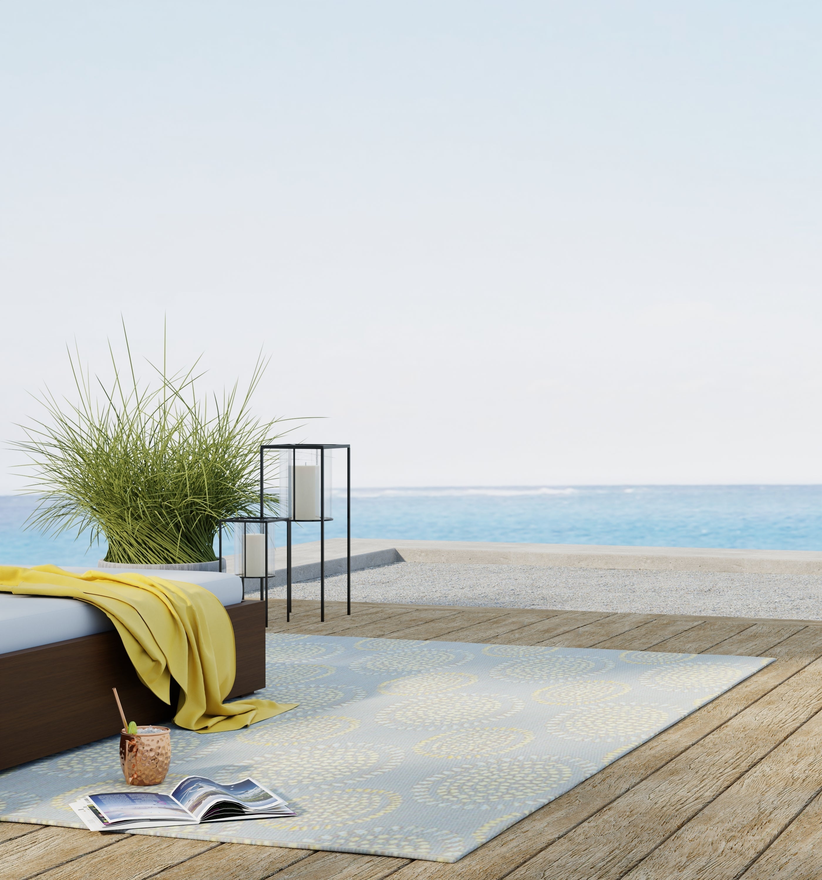 Molly Grey &amp; Yellow Outdoor Mat