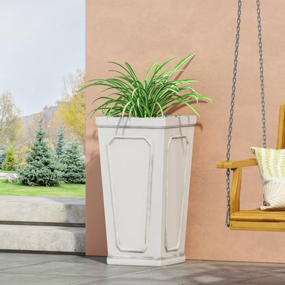 Tall Outdoor MGO Planter with Antique White Finish
