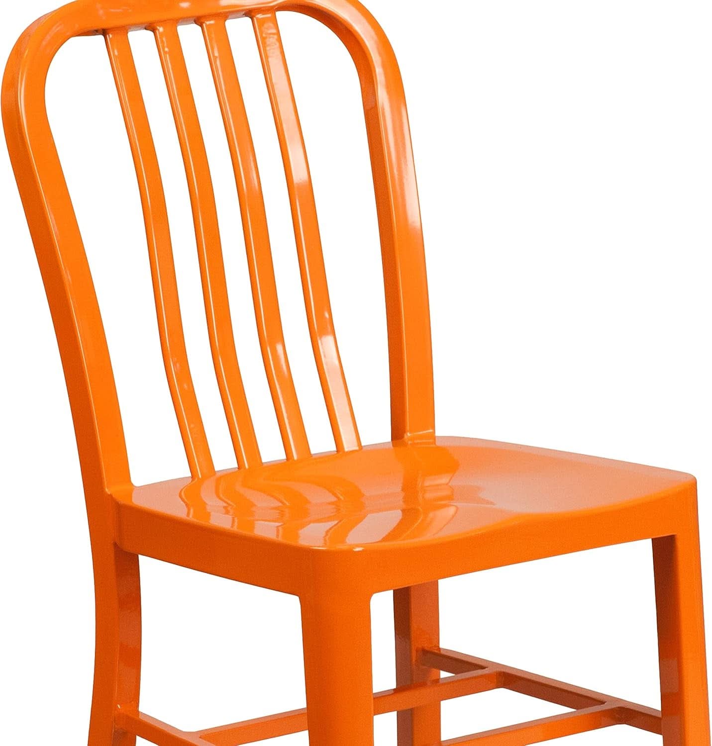 Set of 2 Commercial Grade Indoor/Outdoor Metal Dining Chairs- Orange
