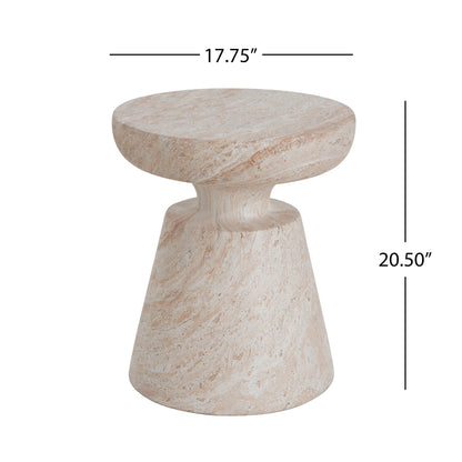 Outdoor/Indoor Lightweight Concrete Side Table in Travertine Finish