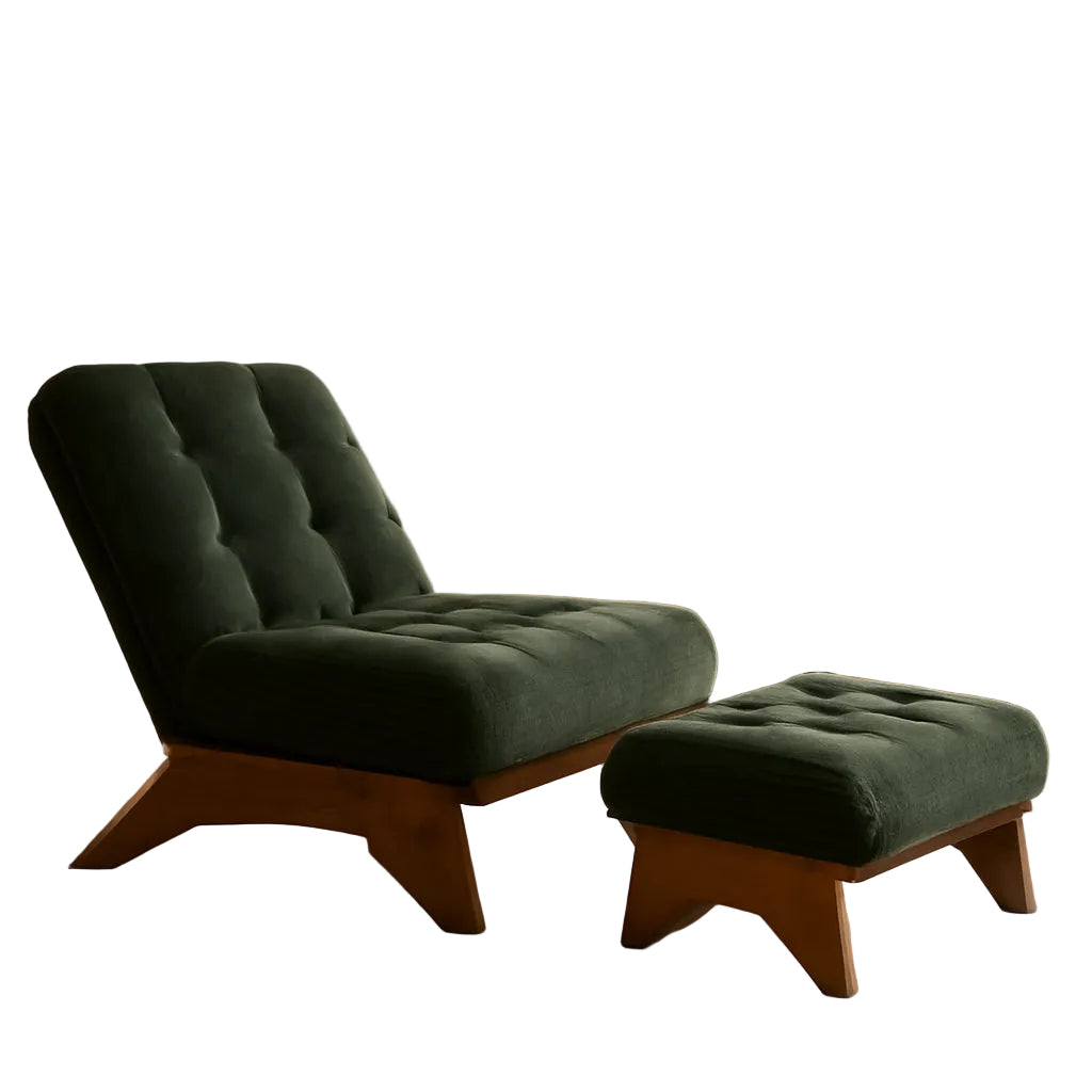 Adjustable Accent Chair With Ottoman in Green