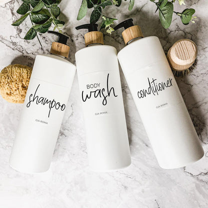 32oz Plastic White Dispensers with Customized Labels