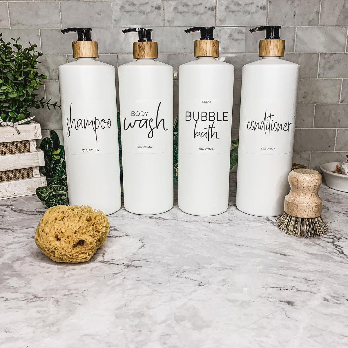 32oz Plastic White Dispensers with Customized Labels