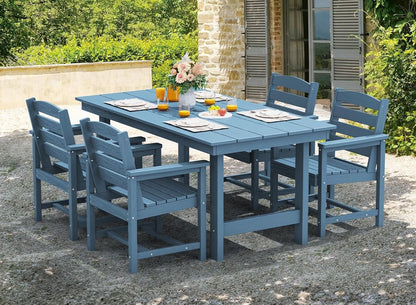 7 Piece Indoor/Outdoor HDPE Dining Set in Blue