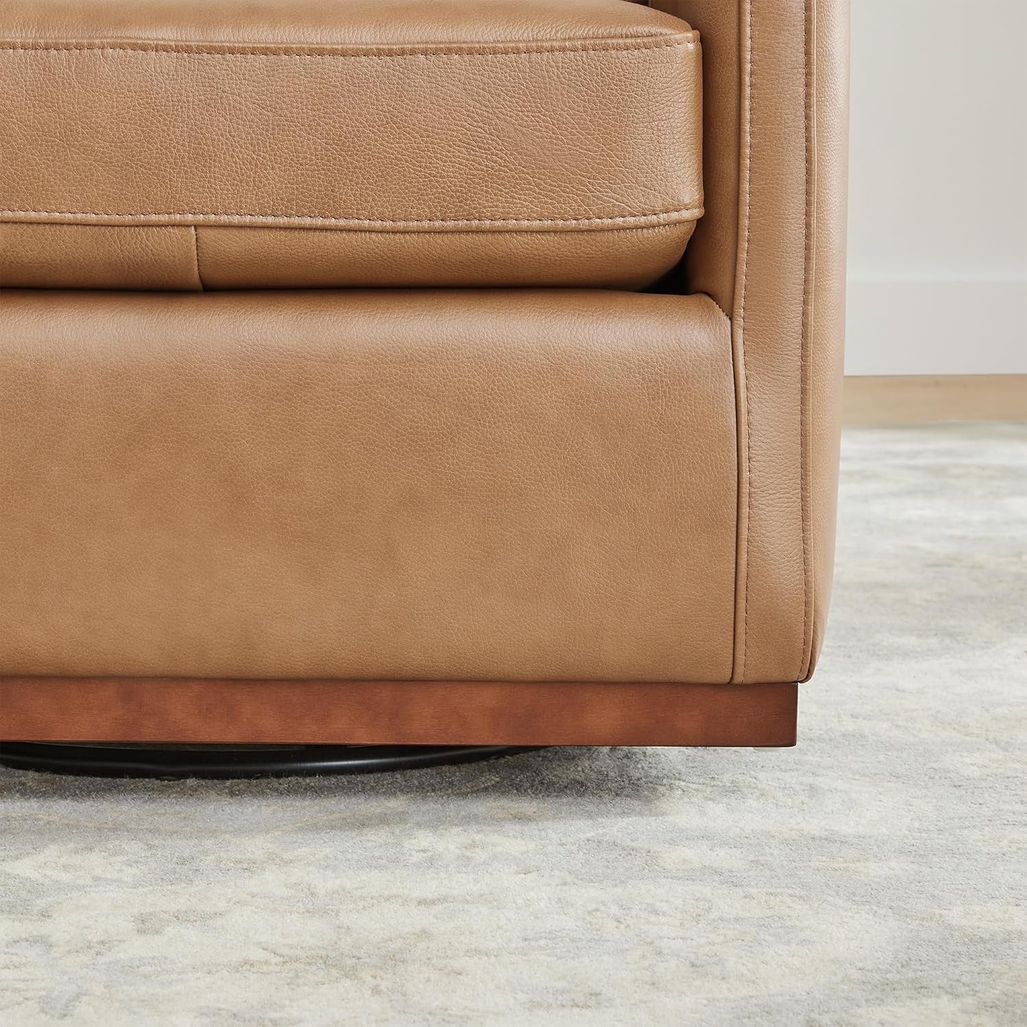 Genuine Leather Swivel Accent Chair