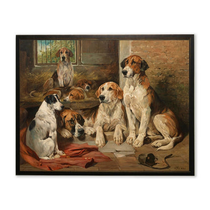 Resting Dogs in Copper and Black Frame - 24 x 18 inch