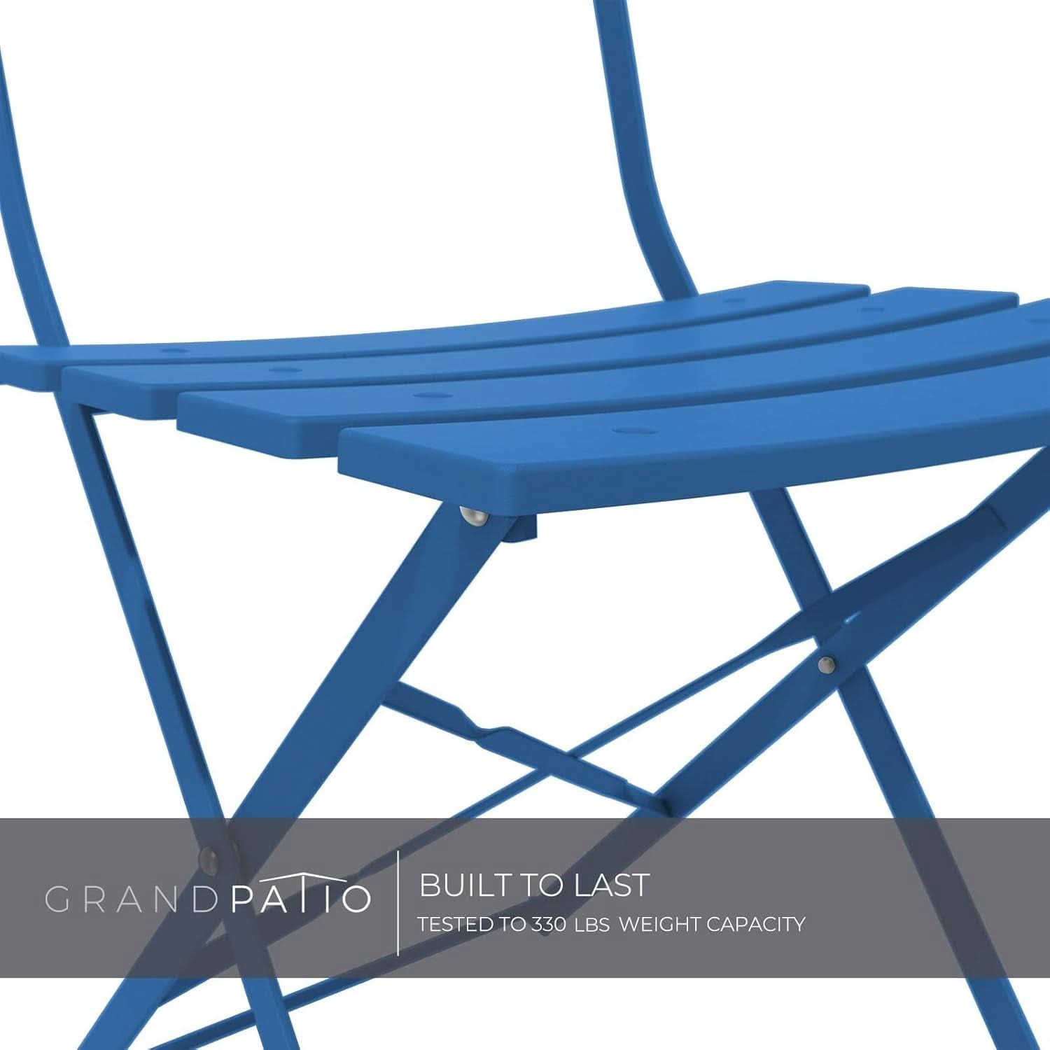 3 Piece Folding Metal Bistro Set in Blue