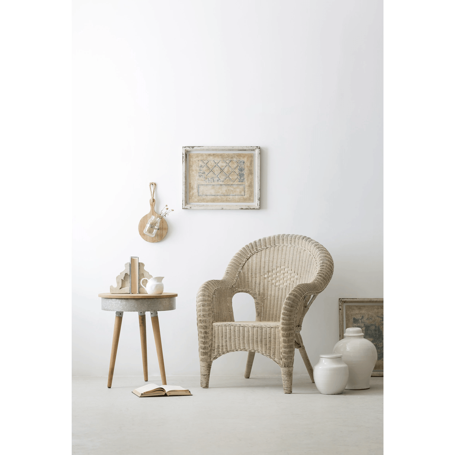 Terracotta Cachepot Jar in White Glaze - Tall