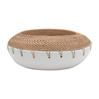 Benton Terracotta Planter with Handwoven Rattan Stitching