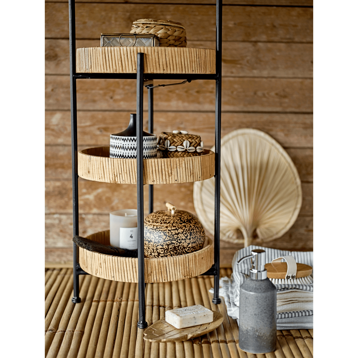 Natural Water Hyacinth Storage Baskets with Lids - Set of 3