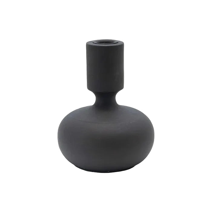 Mango Wood Taper Candle Holder - Matte Black