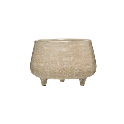 Stoneware Footed Planter with Glazed Finish