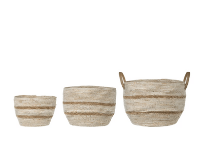 Striped Maize Storage Baskets/Planters - Set of 3