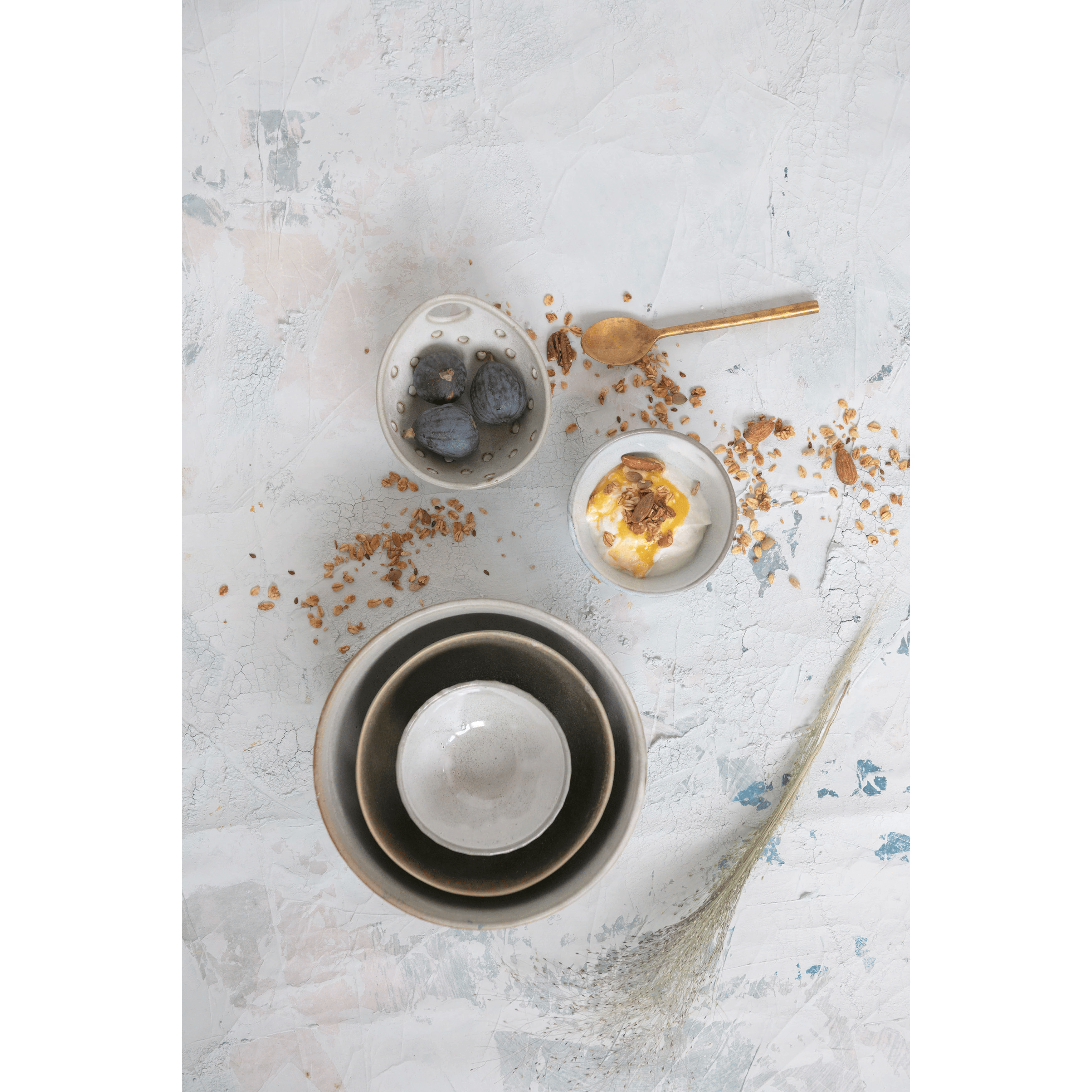Stoneware Pleated Bowl -  Cream Glaze Finish
