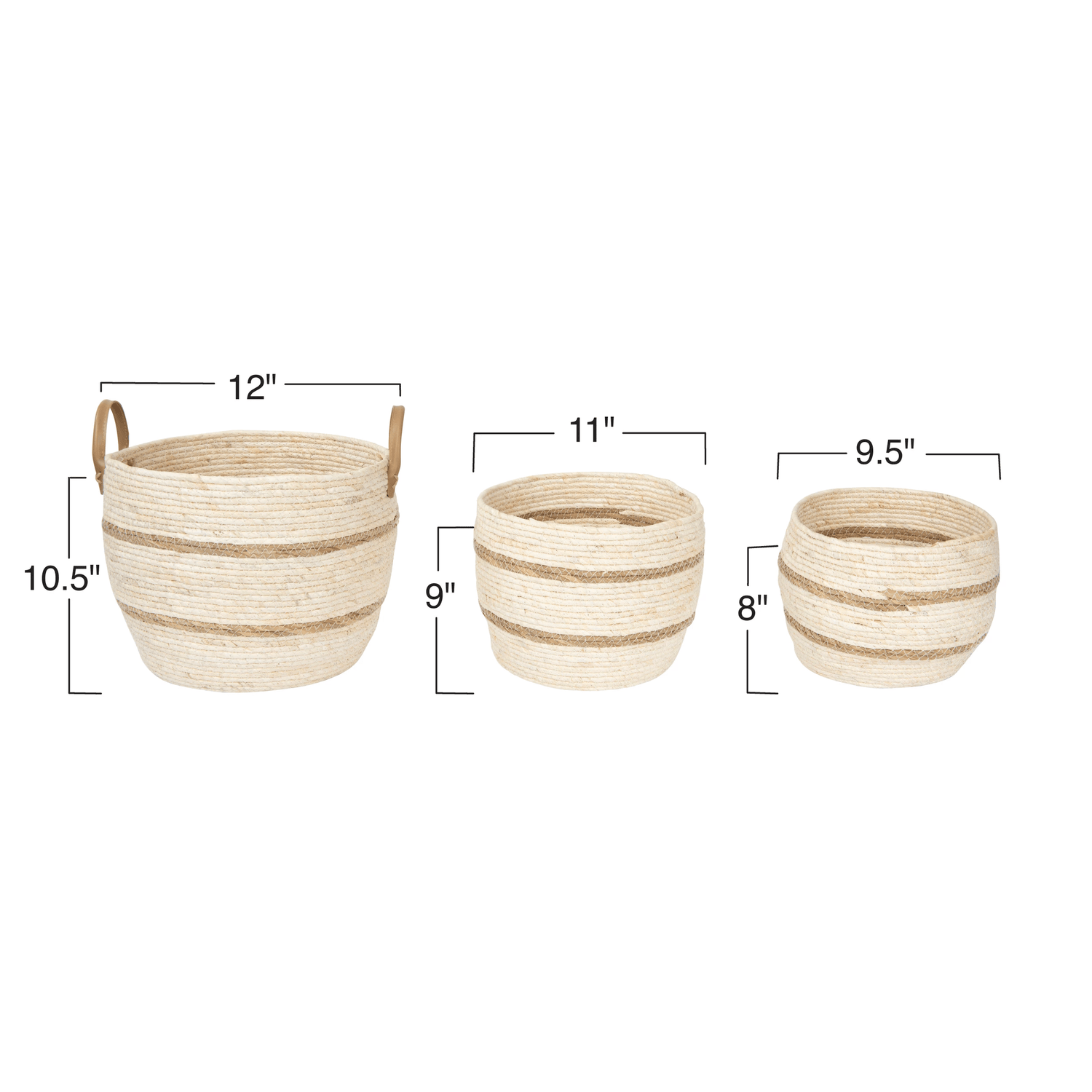 Striped Maize Storage Baskets/Planters - Set of 3