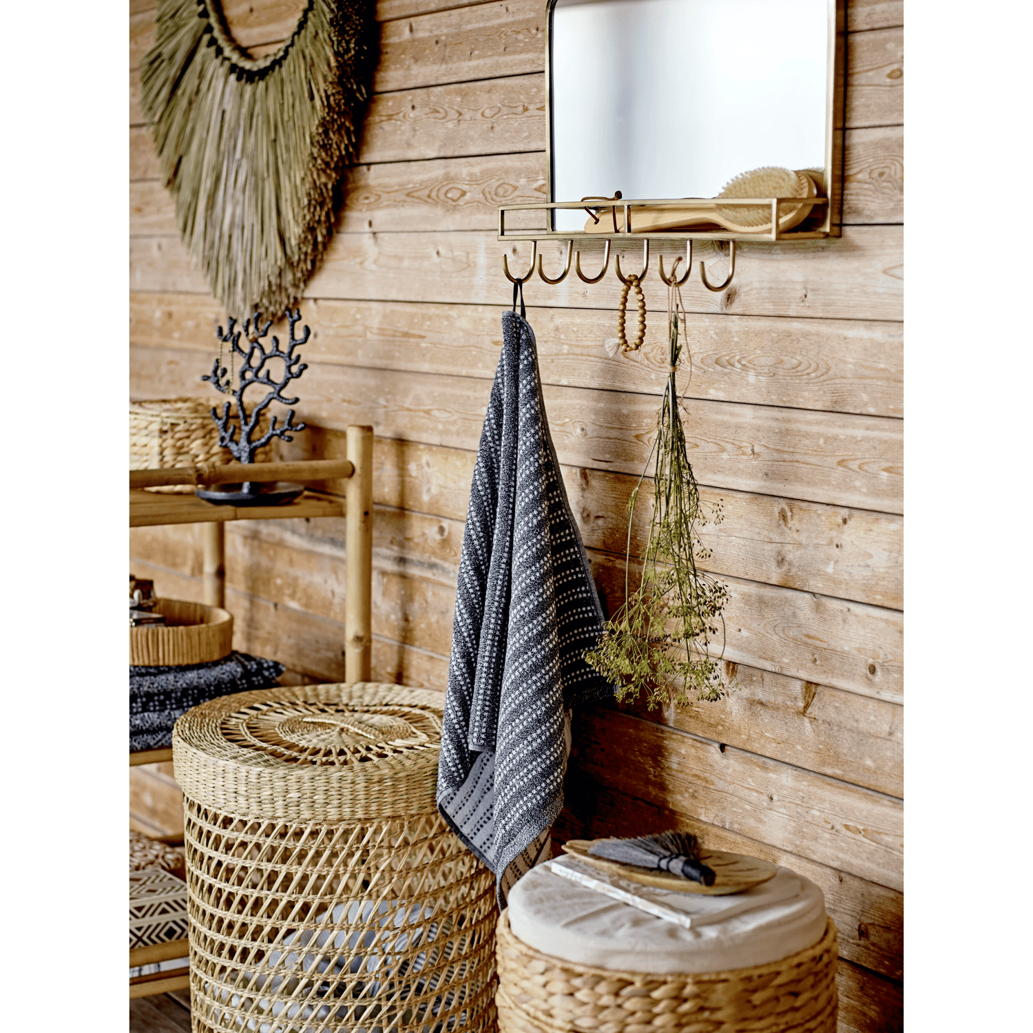 Natural Water Hyacinth Storage Baskets with Lids - Set of 3