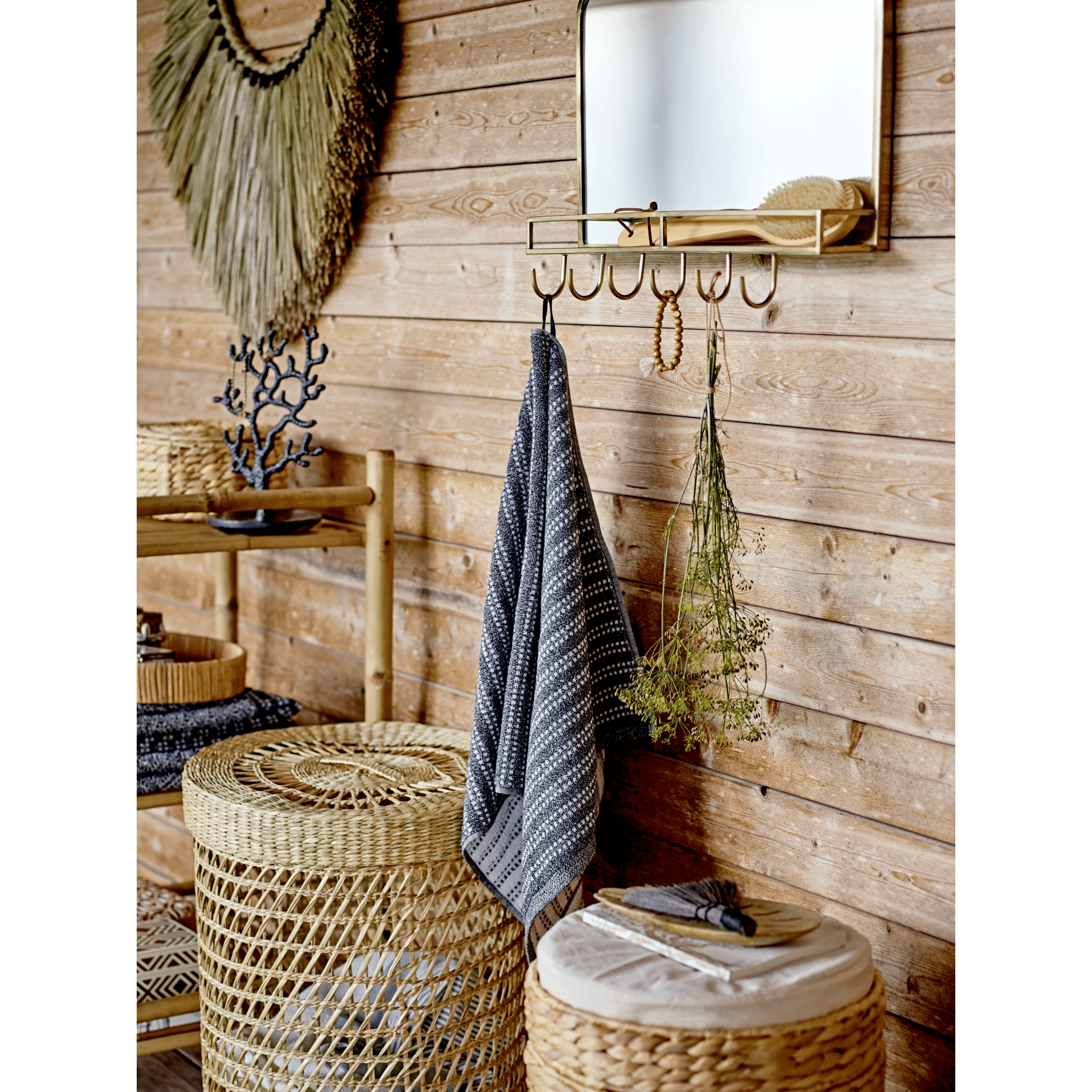 Natural Water Hyacinth Storage Baskets with Lids - Set of 3