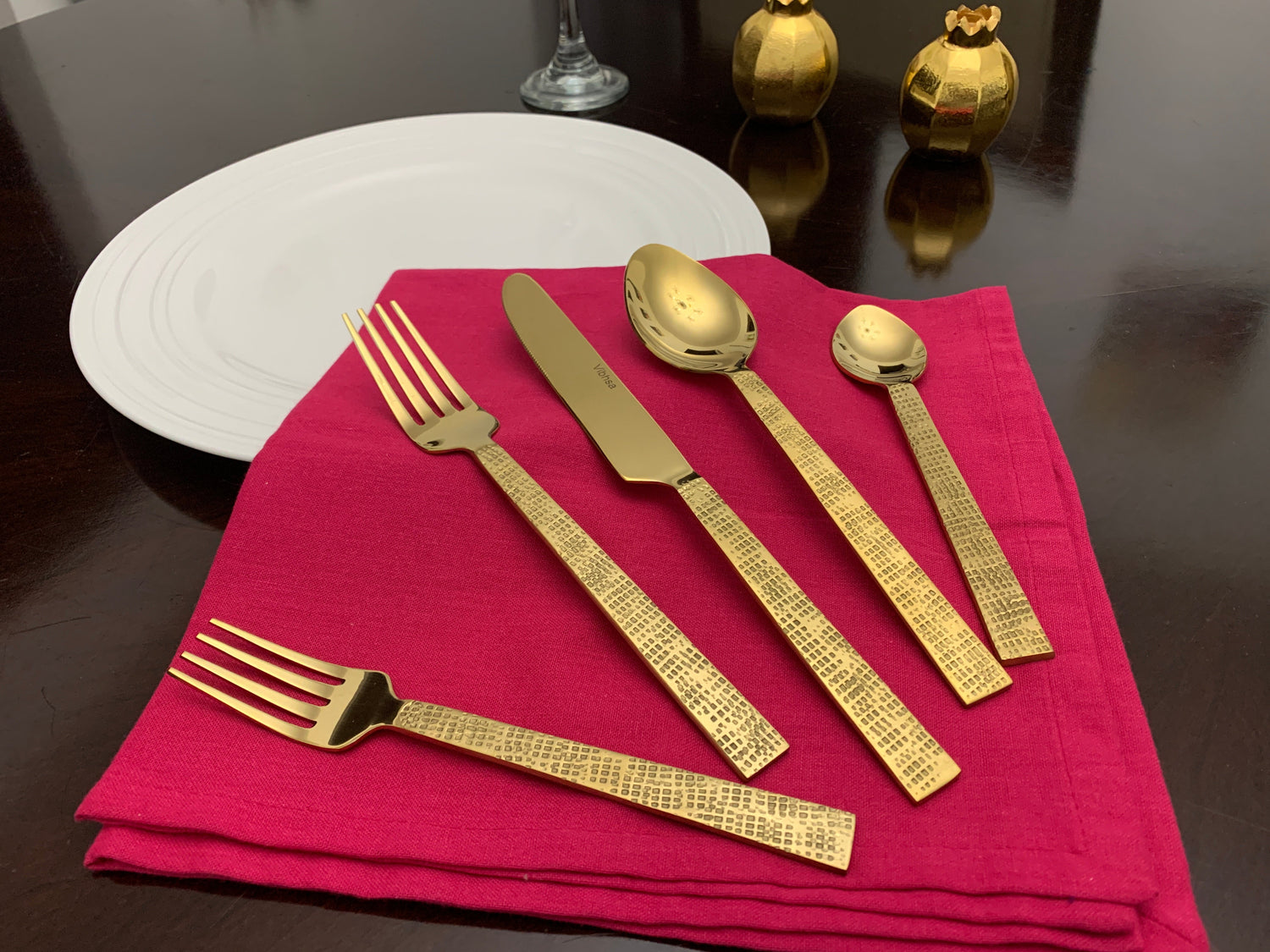 20 Piece Flatware Set - Golden Egyptian Design