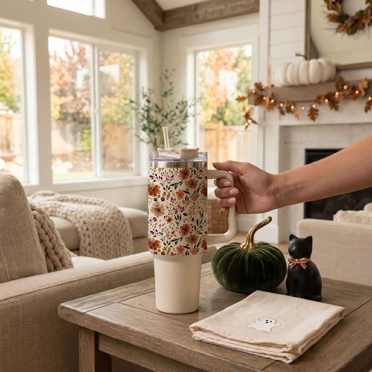 Fall Floral 40oz Insulated Tumbler