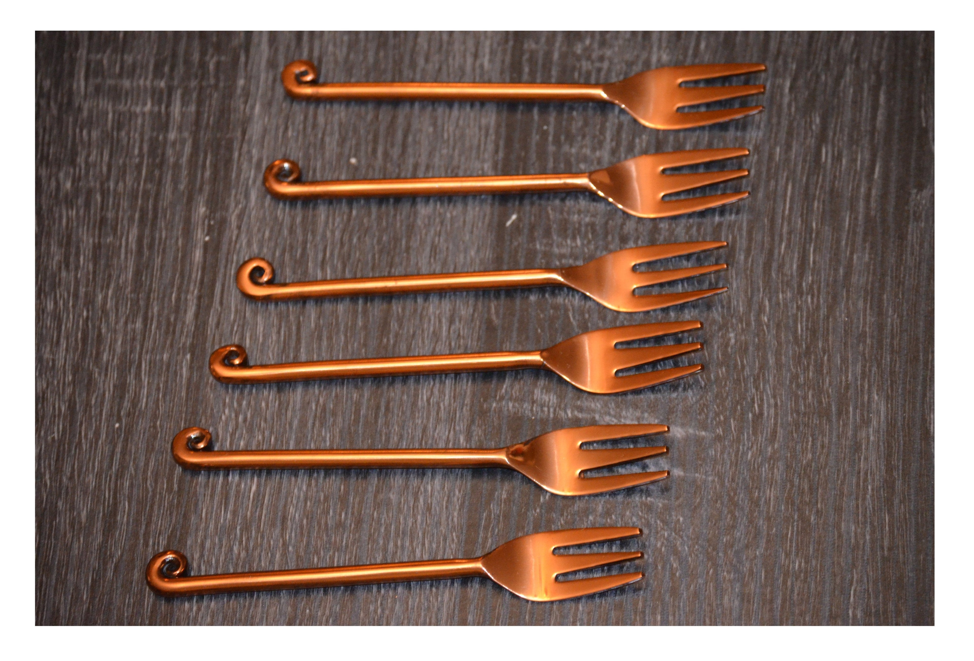 Vibhsa Copper Finish Appetizer Forks - Set of 6