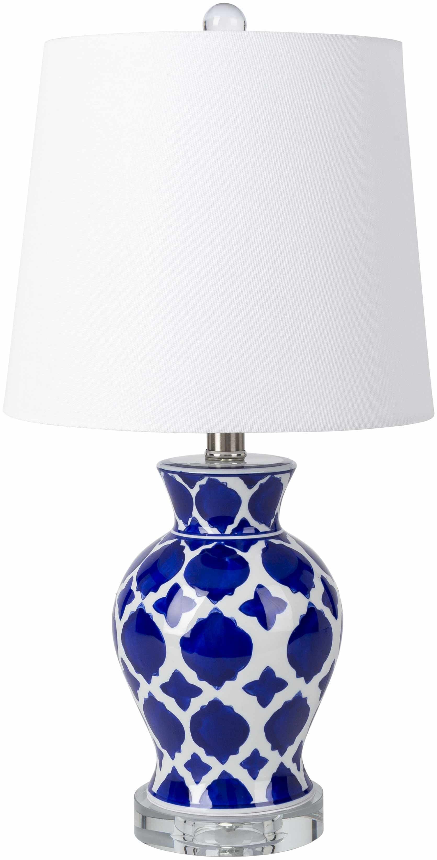 Pangian White &amp; Blue Patterned Ceramic Table Lamp