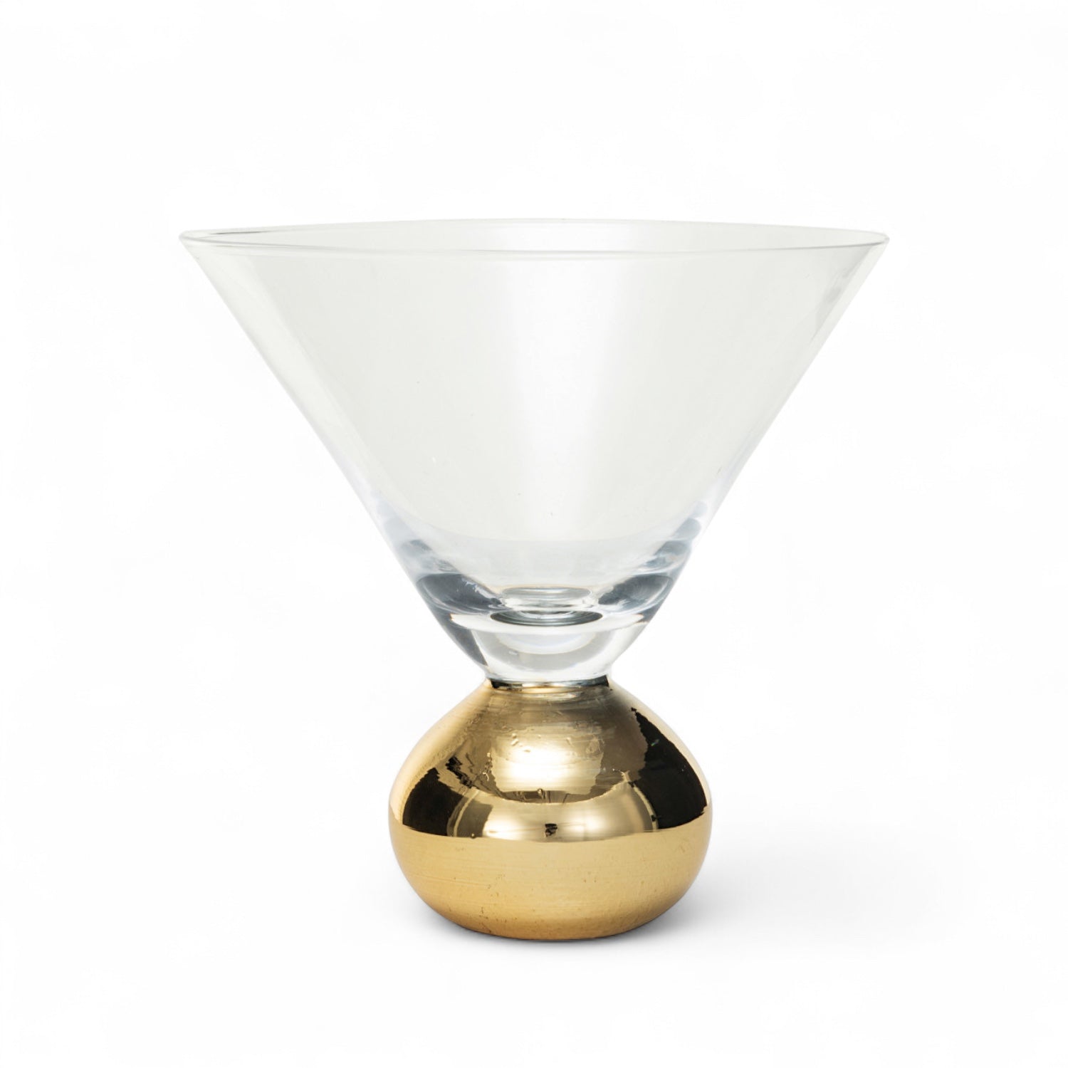 Gold Electroplated Ball Stem Martini Glass