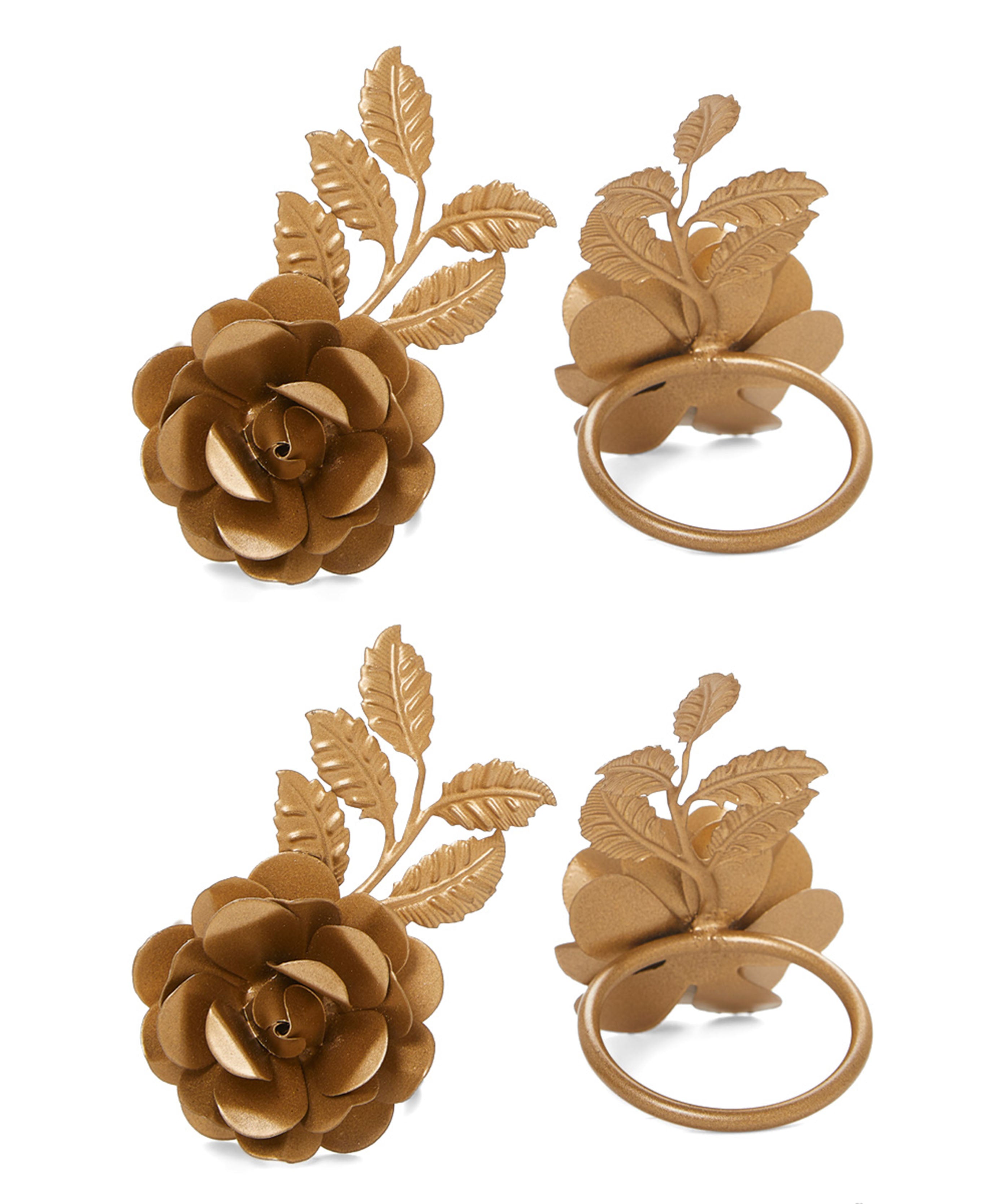 Set if 4 Golden Rose Napkin Rings