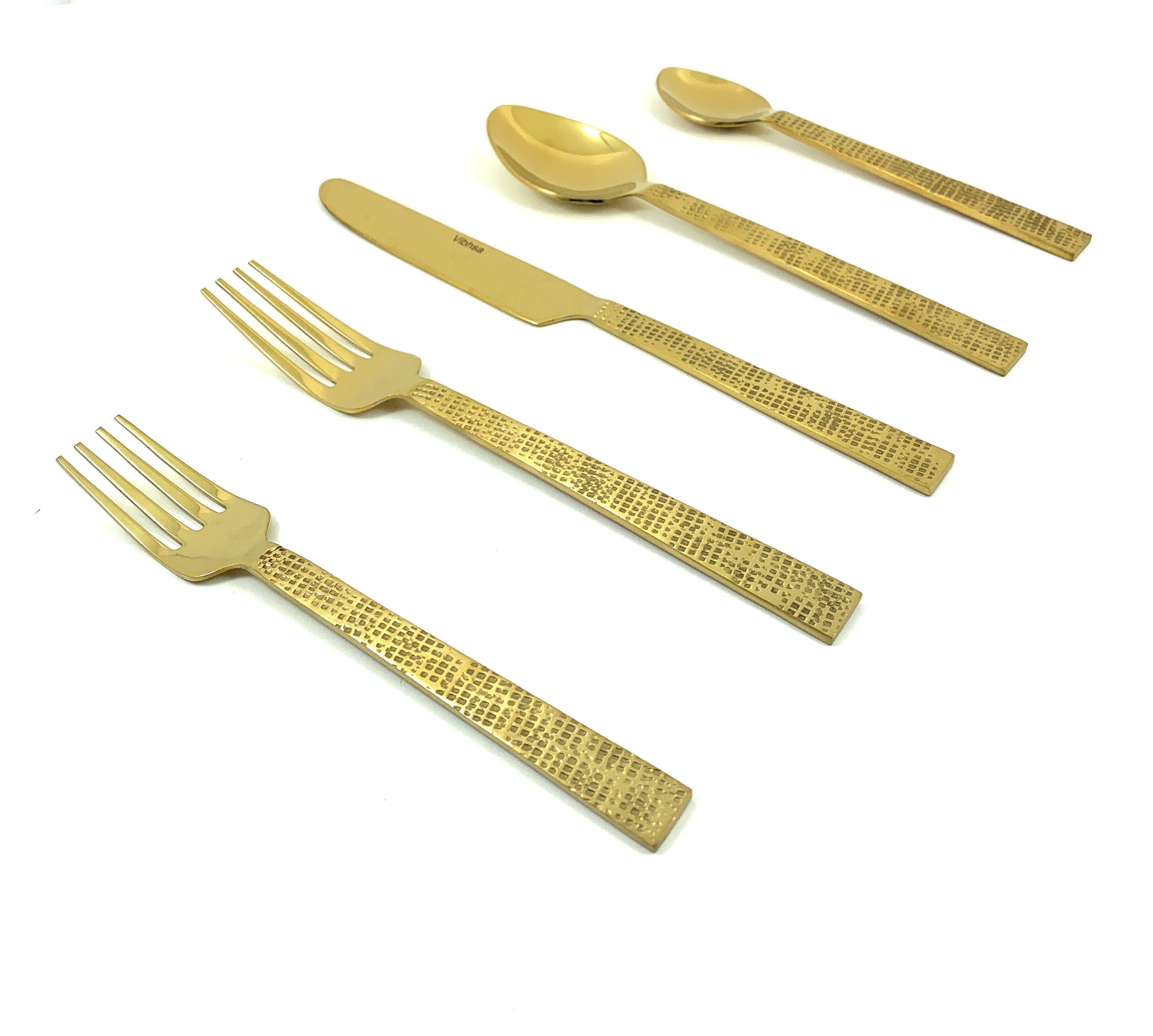 20 Piece Flatware Set - Golden Egyptian Design