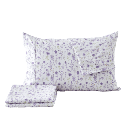 4 Piece Watercolor Floral Microfiber Sheet - Delia Collection