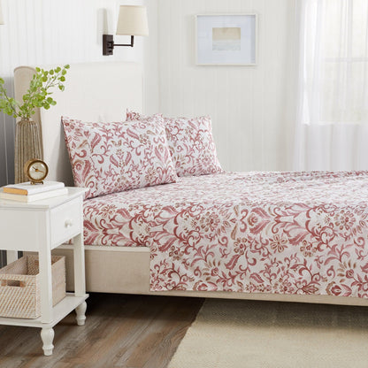 4 Piece Watercolor Floral Microfiber Sheet - Delia Collection