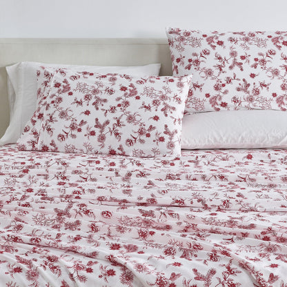 4 Piece Watercolor Floral Microfiber Sheet - Delia Collection