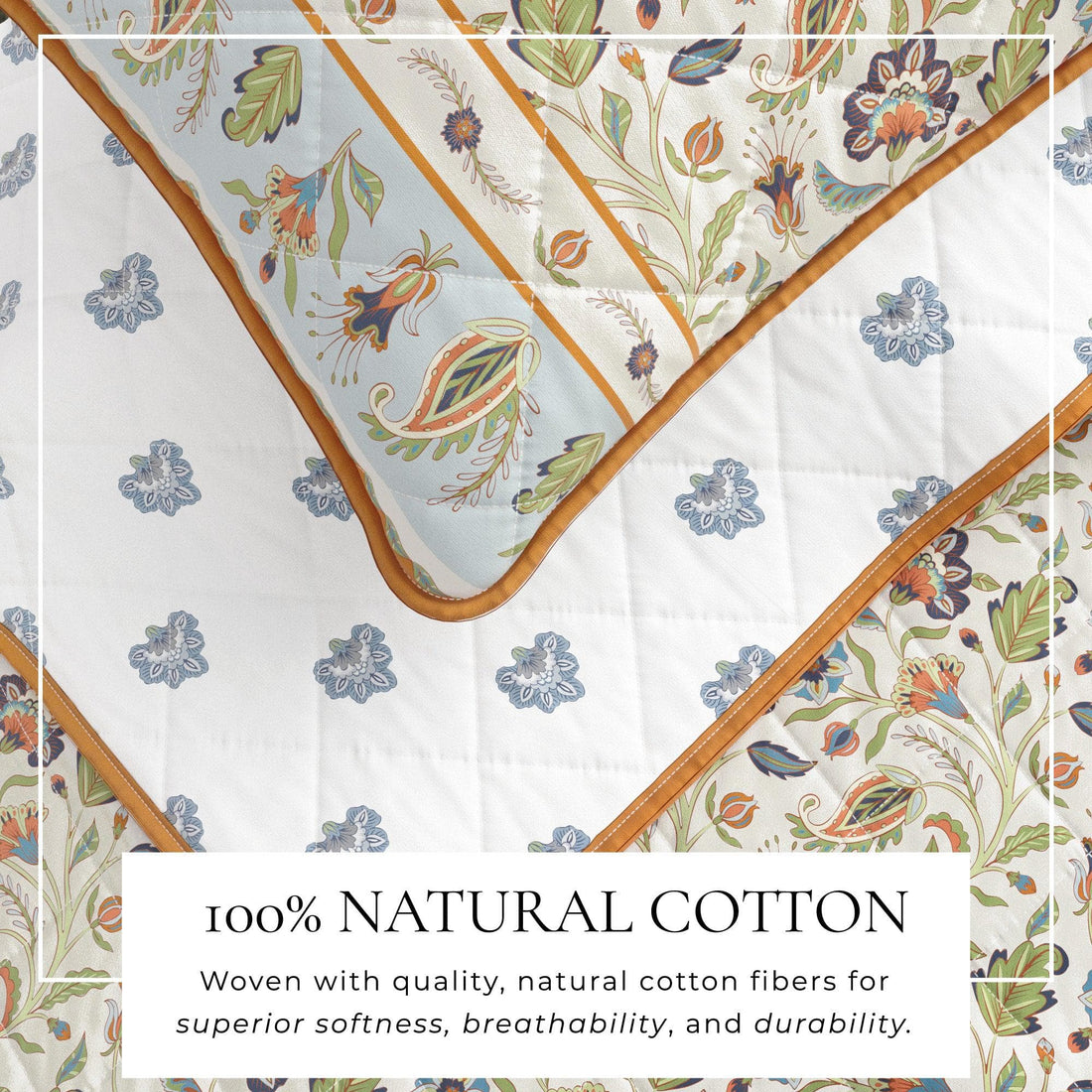 Floral Boho Printed Cotton Quilt Set - Indira Collection