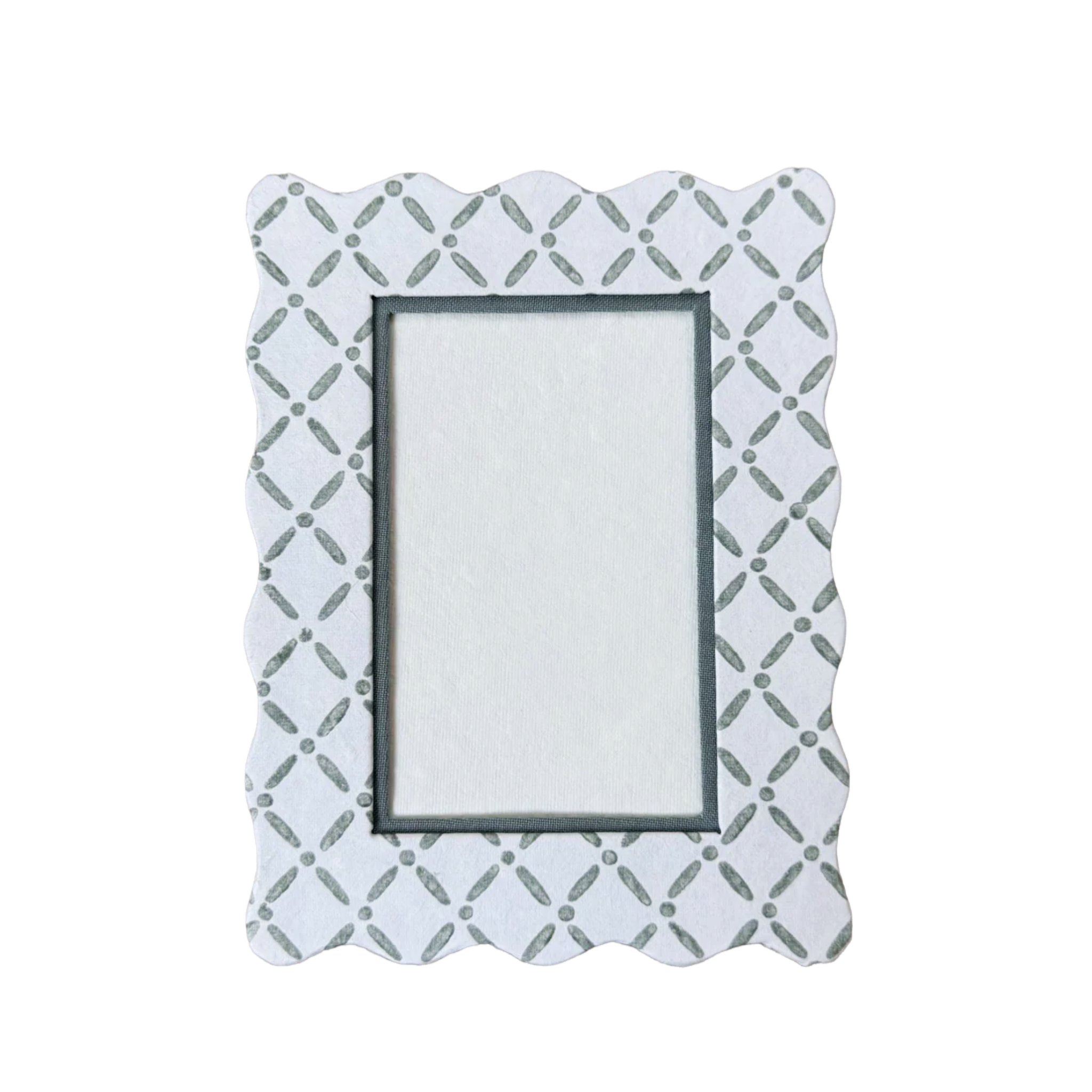 Block Printed Frame - Croix Green - 4x6