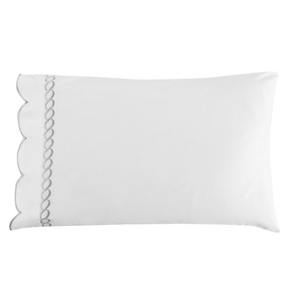 600 Thread Count Scallop Rope Embroidered Cotton Pillowcase Pair