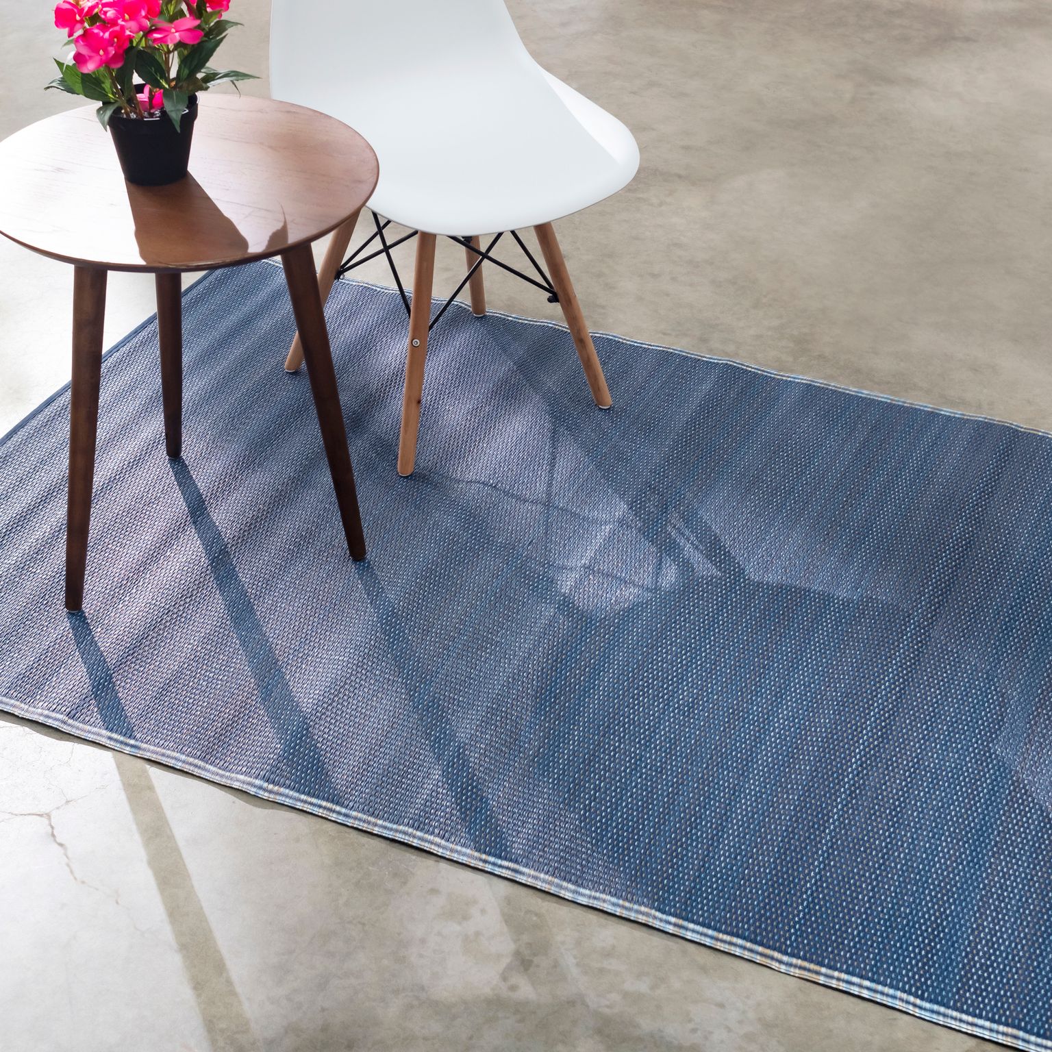 Cancun Shadow -  Reversible Blue Outdoor Rug