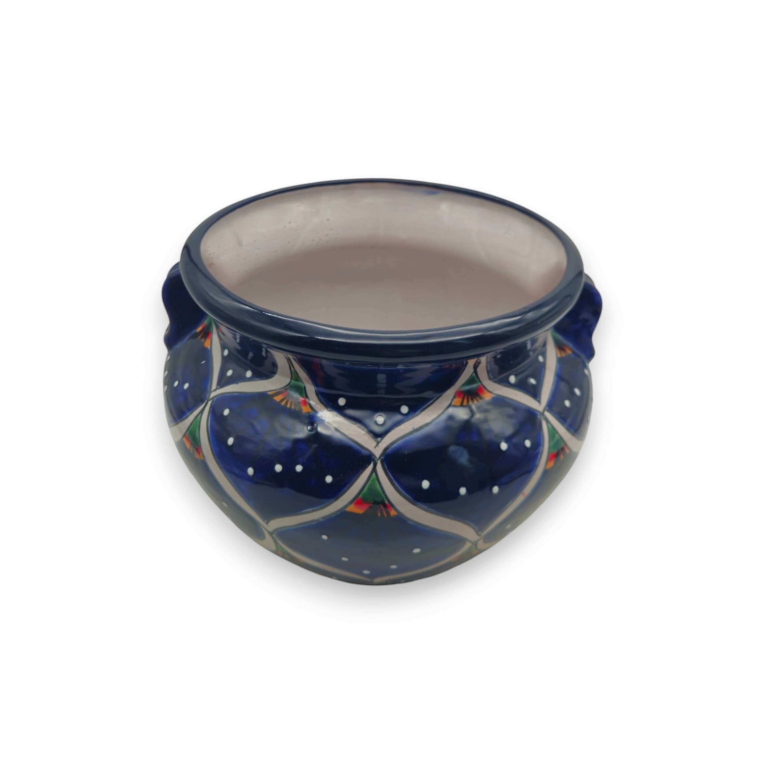 Blue Peacock Talavera Pot | Hand-Painted Mexican Ceramic
